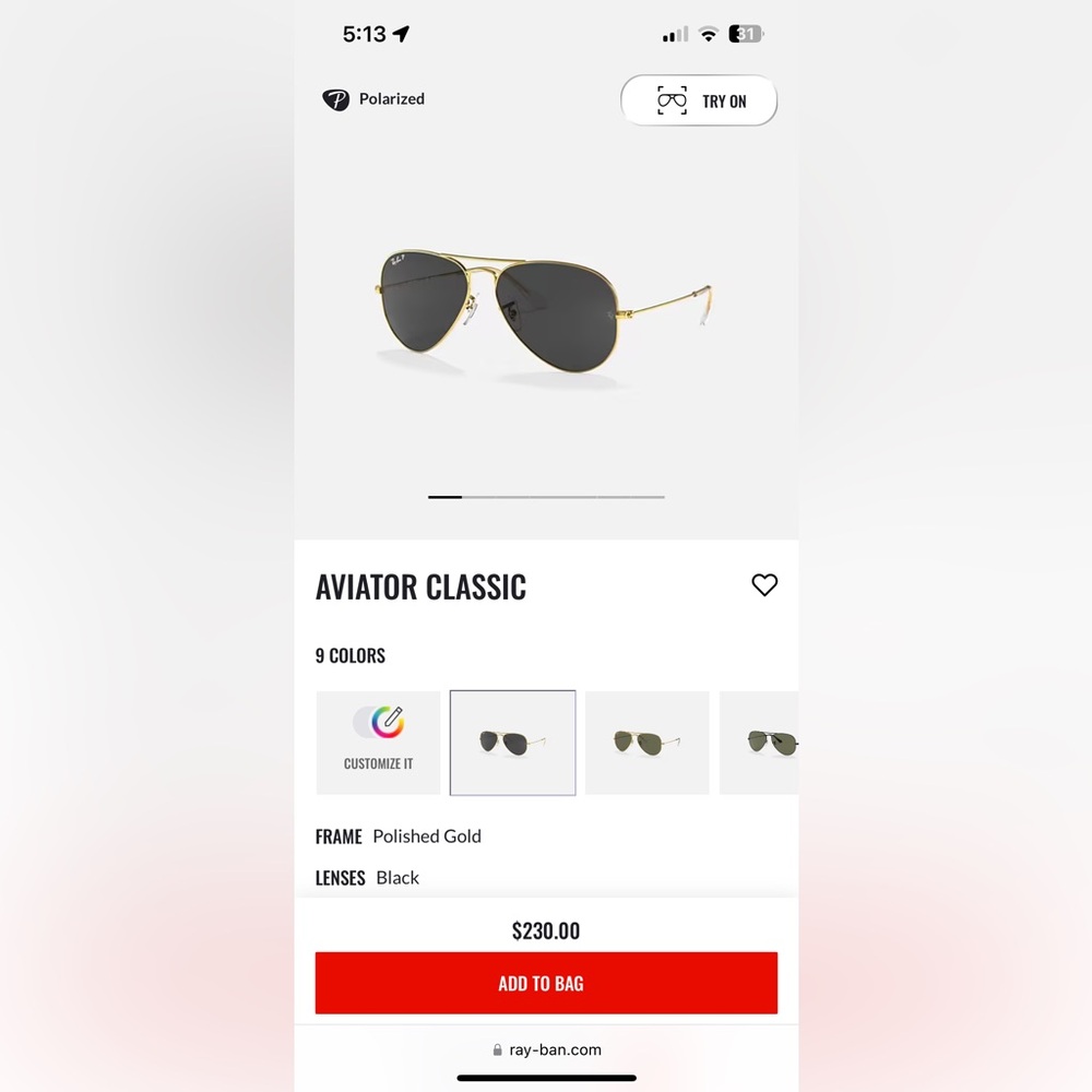 Ray Ban AVIATOR CLASSIC polarized